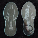 Glass soles etched with drawings from Freud animation