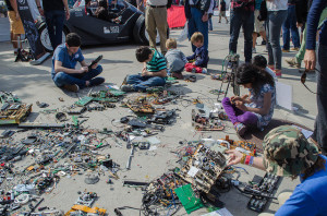 Kids take apart electronics